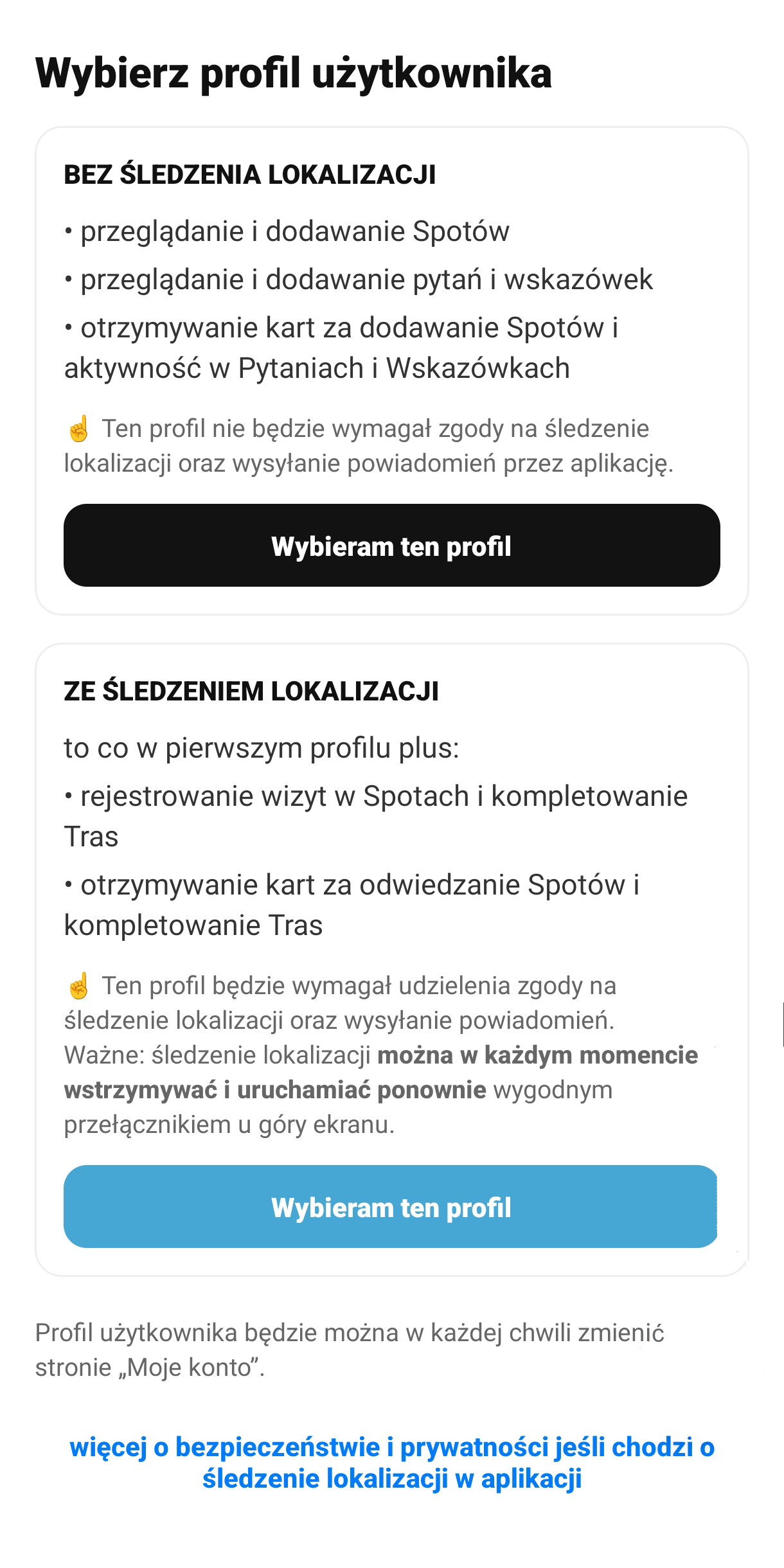 User-controlled location tracking and permission flow